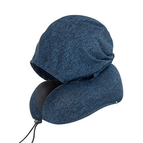 Memory Foam Neck Travel Pillow with Hoodie