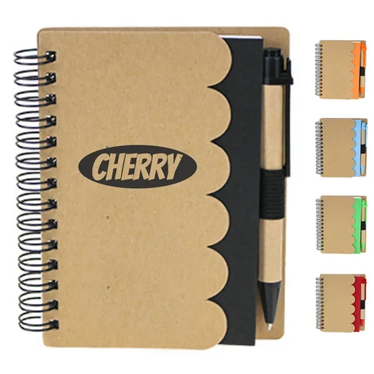 Wave Pattern Eco Spiral Notebook w/ Pen