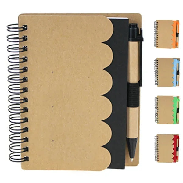 Wave Pattern Eco Spiral Notebook w/ Pen