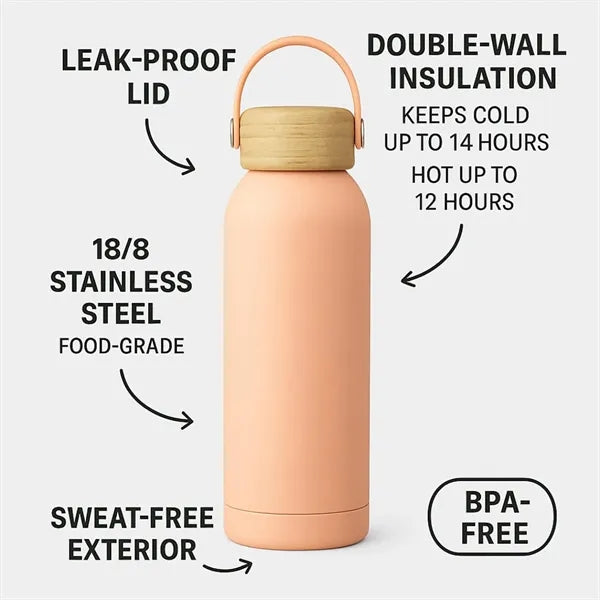 16oz Insulated Thermos with Bamboo Lid
