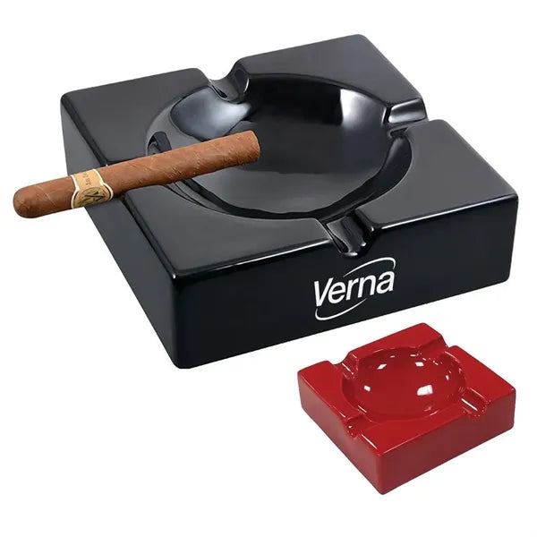 Square Smoking Ceramic Cigar Holder Ashtray