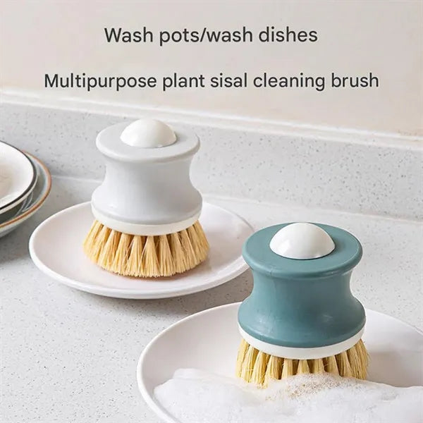 Kitchen Plastic Sisal Dish Brush w/ Handle