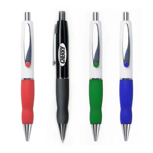 Retractable Plastic Silicone Grip Ballpoint Pen