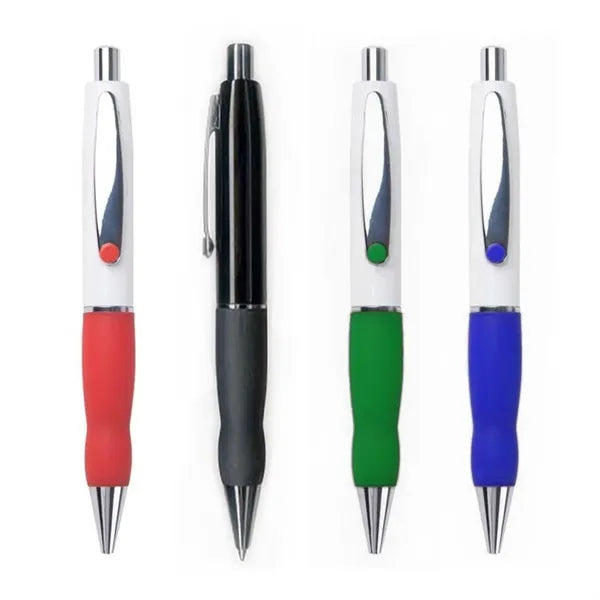 Retractable Plastic Silicone Grip Ballpoint Pen