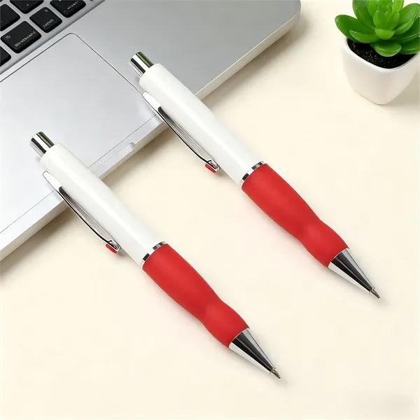 Retractable Plastic Silicone Grip Ballpoint Pen