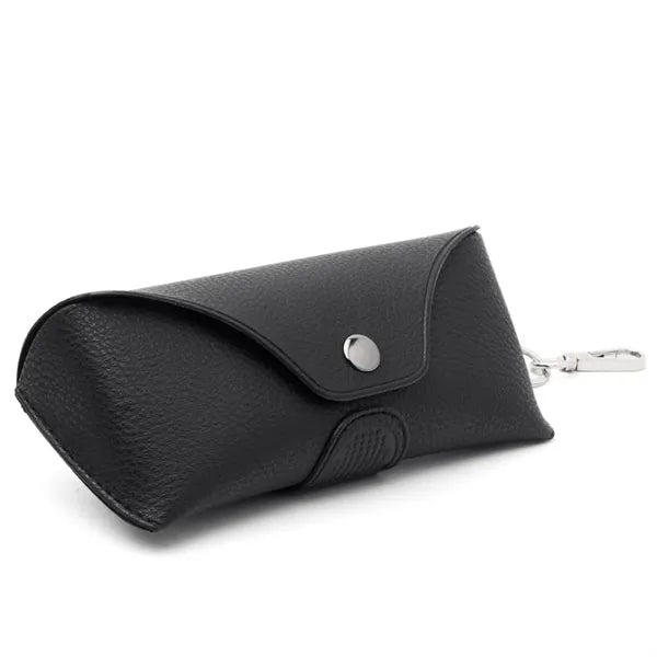Magnetic Snap PU Leather Eyeglass Case w/ Keychain