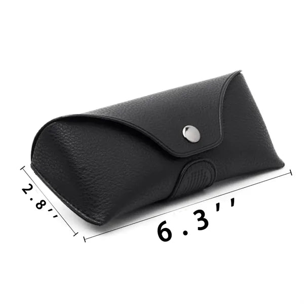 Magnetic Snap PU Leather Eyeglass Case w/ Keychain