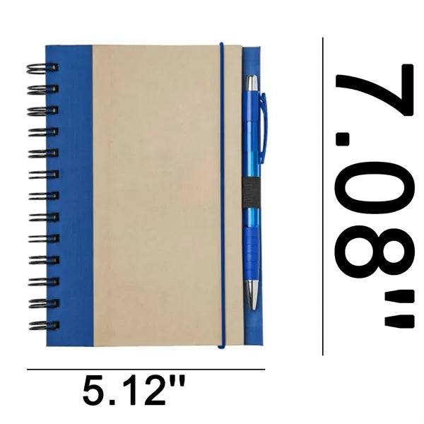 Eco-Friendly Brown Paper Spiral Notebook w/ Pen