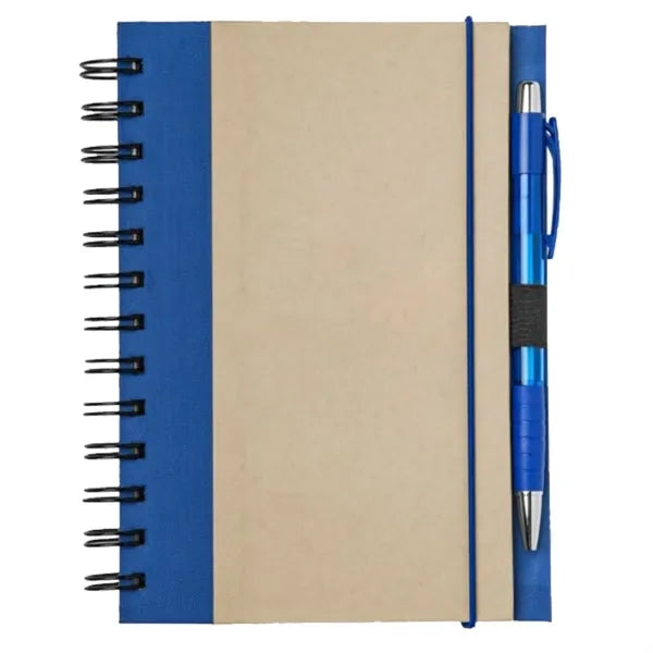 Eco-Friendly Brown Paper Spiral Notebook w/ Pen