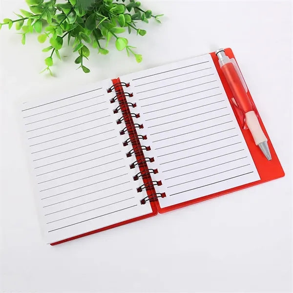 PP Cover Spiral Lined Notebook w/ Pen