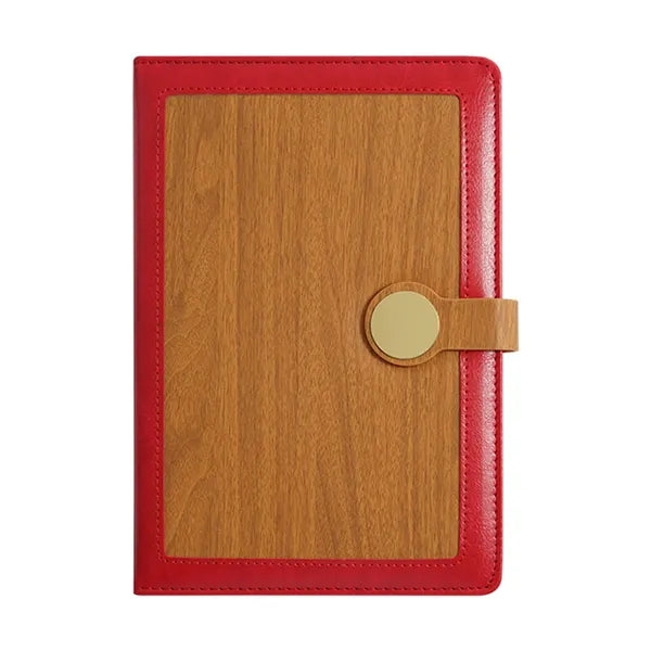 A5 PU Leather Metal Clasp Wood Grain Notebook