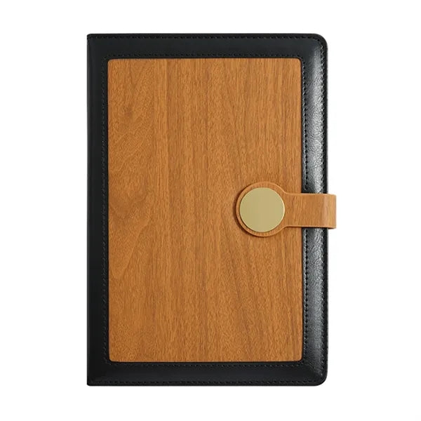 A5 PU Leather Metal Clasp Wood Grain Notebook