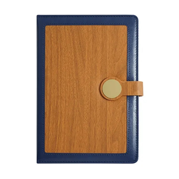 A5 PU Leather Metal Clasp Wood Grain Notebook