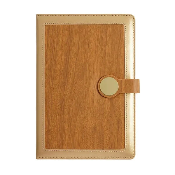 A5 PU Leather Metal Clasp Wood Grain Notebook