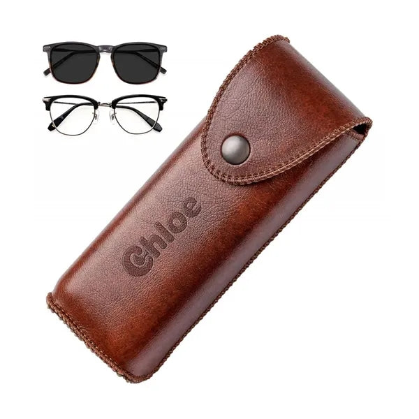 Hard Shell Genuine Leather Glasses Case