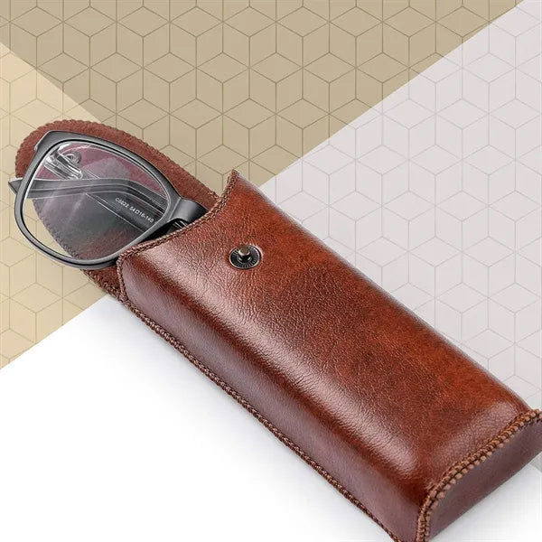 Hard Shell Genuine Leather Glasses Case