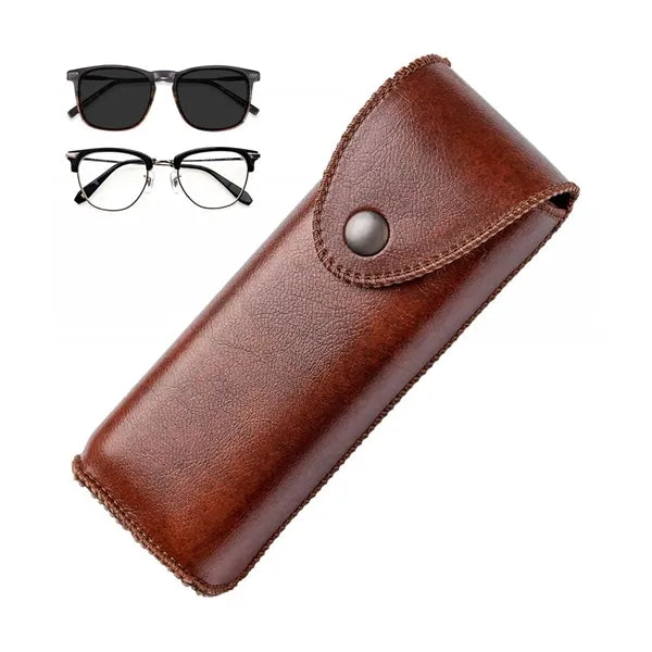 Hard Shell Genuine Leather Glasses Case