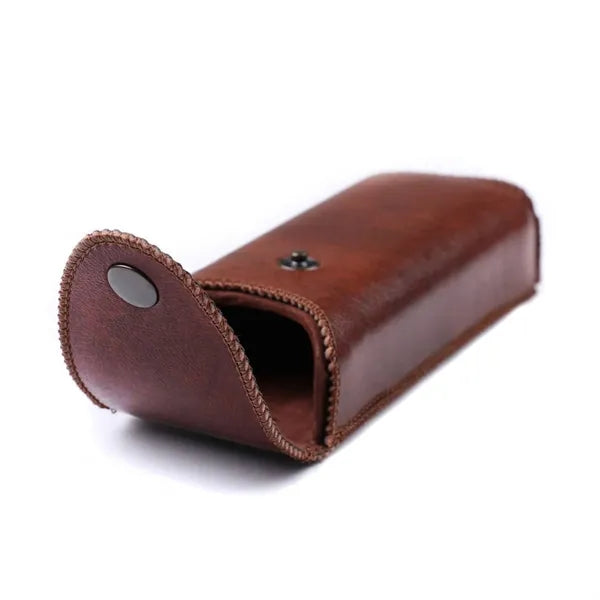 Hard Shell Genuine Leather Glasses Case