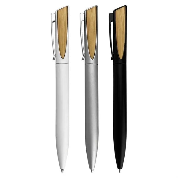 Stainless Steel Bamboo Twist Action Ballpoint Pen