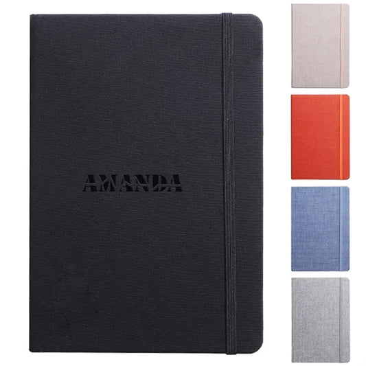 A5 Fabric Cover Business Notebook w/ Strap