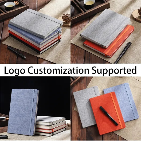 A5 Fabric Cover Business Notebook w/ Strap