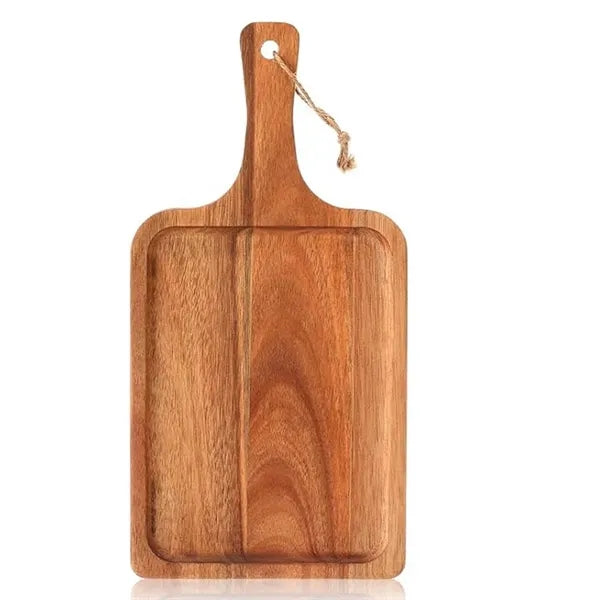 Wooden Food Serving Tray w/ Handle