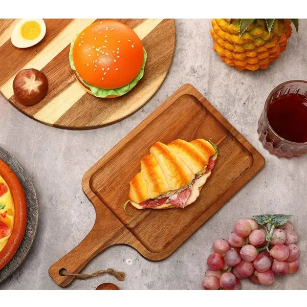 Wooden Food Serving Tray w/ Handle