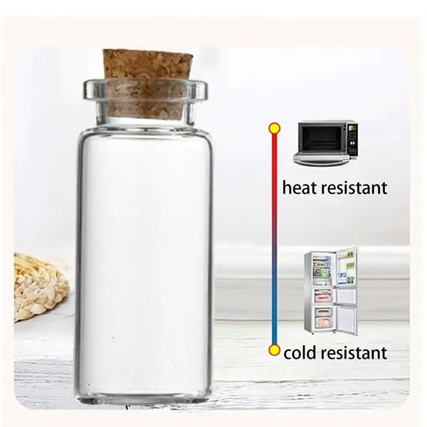 0.4oz Clear Borosilicate Glass Tube Bottle w/ Wood Stopper
