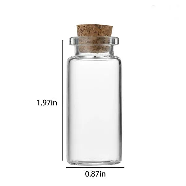 0.4oz Clear Borosilicate Glass Tube Bottle w/ Wood Stopper