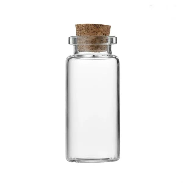 0.4oz Clear Borosilicate Glass Tube Bottle w/ Wood Stopper