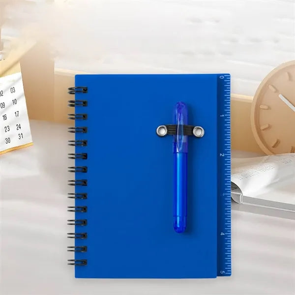 PP Cover Sticky Notes Spiral Notebook w/ Pen