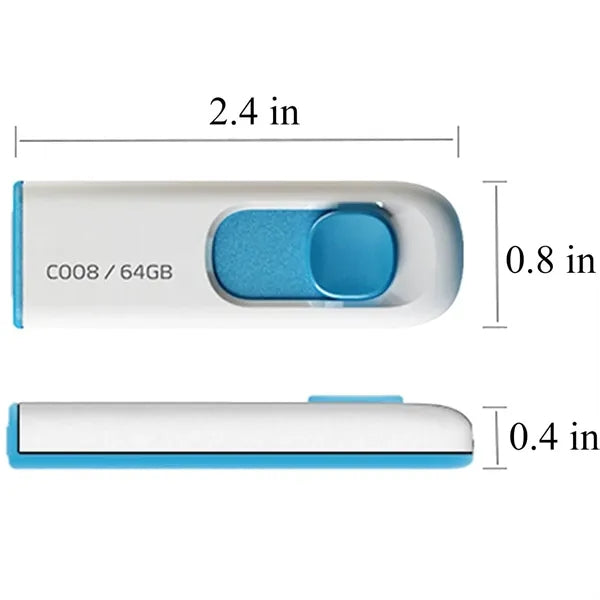64GB USB 2.0 Retractable Capless Flash Drive