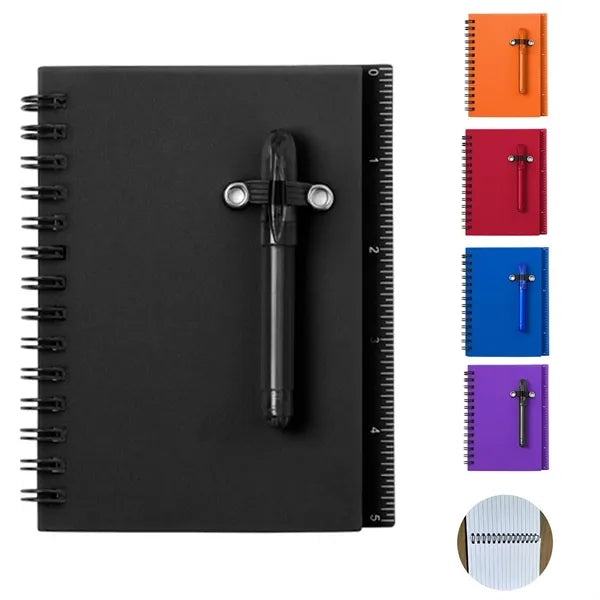 PP Cover Sticky Notes Spiral Notebook w/ Pen