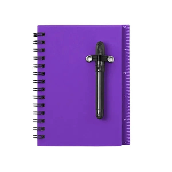 PP Cover Sticky Notes Spiral Notebook w/ Pen