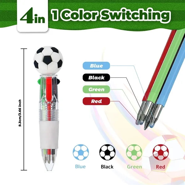 4 in 1 Multicolor Ballpoint with 3D Soccer Ball Topper