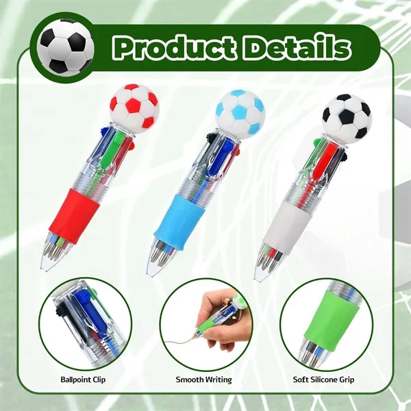 4 in 1 Multicolor Ballpoint with 3D Soccer Ball Topper