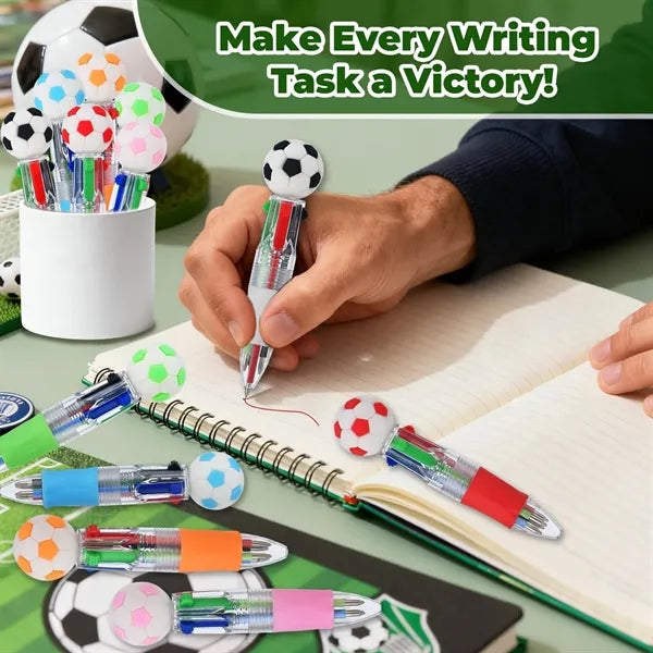 4 in 1 Multicolor Ballpoint with 3D Soccer Ball Topper
