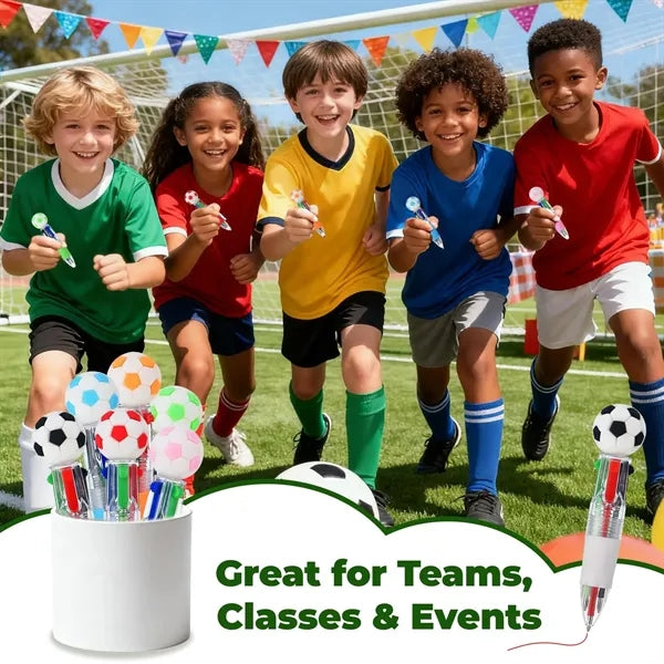 4 in 1 Multicolor Ballpoint with 3D Soccer Ball Topper