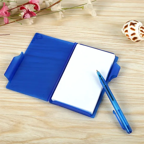 Mini Portable Plastic Box Notepad w/ Pen