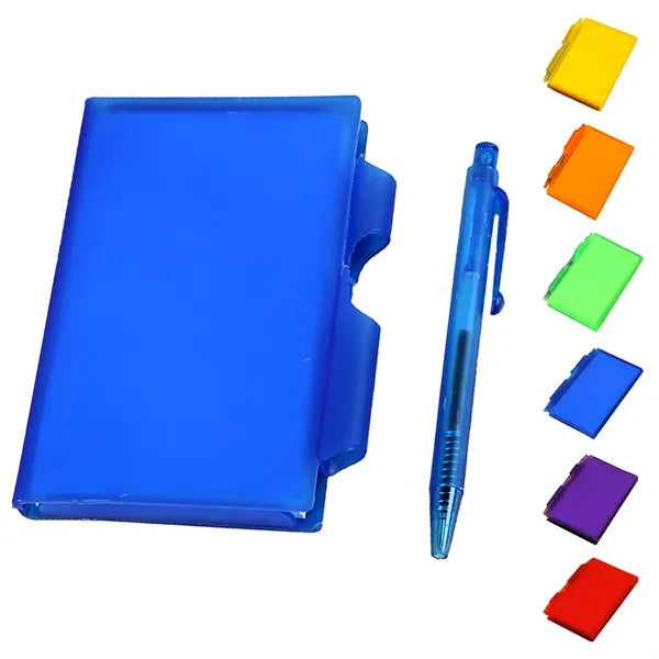 Mini Portable Plastic Box Notepad w/ Pen