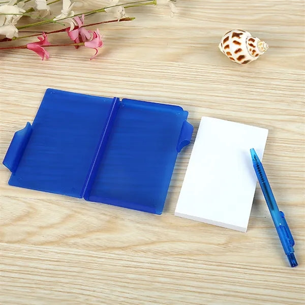Mini Portable Plastic Box Notepad w/ Pen