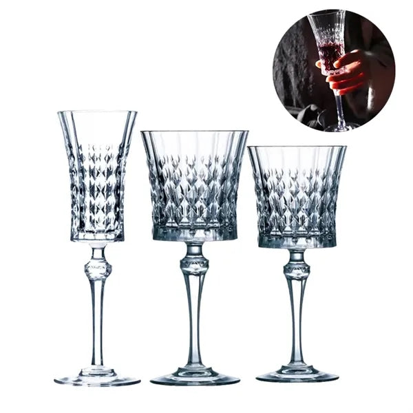 French Style Clear Stem Glass Champagne Wine Cocktail Cup