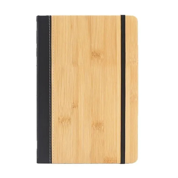 A5 Bamboo-Pattern PU Leather Notebook w/ Elastic Band
