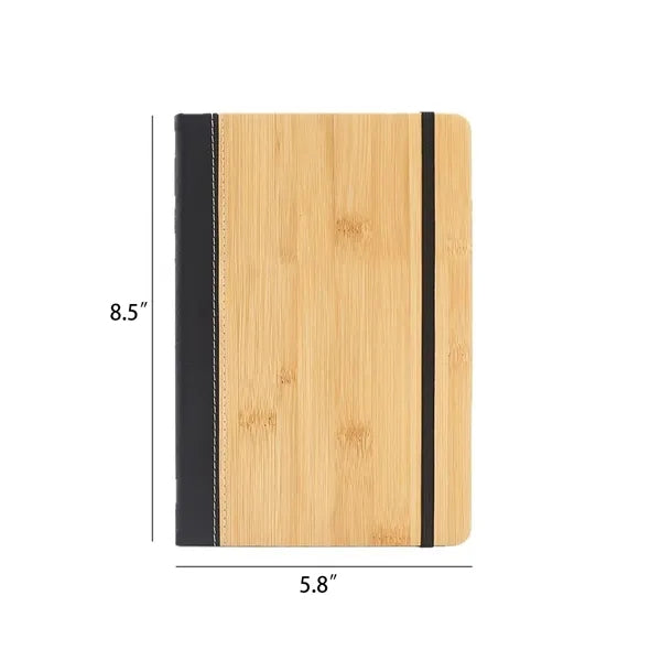 A5 Bamboo-Pattern PU Leather Notebook w/ Elastic Band
