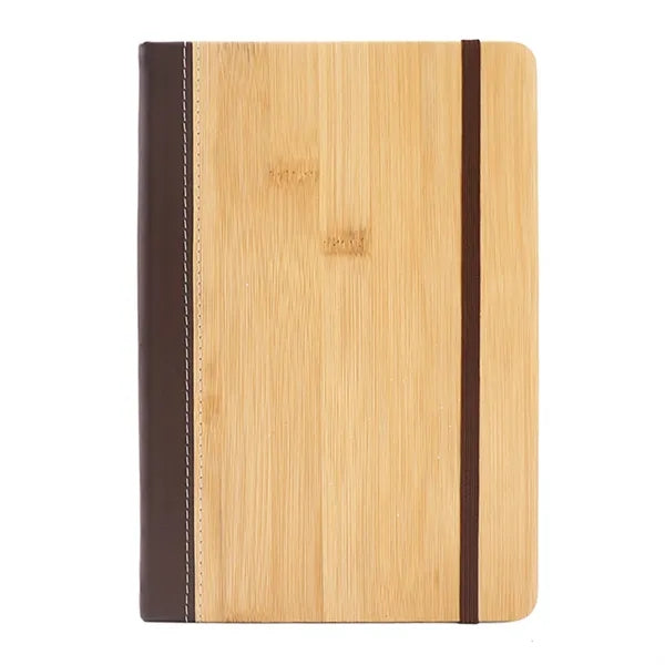 A5 Bamboo-Pattern PU Leather Notebook w/ Elastic Band