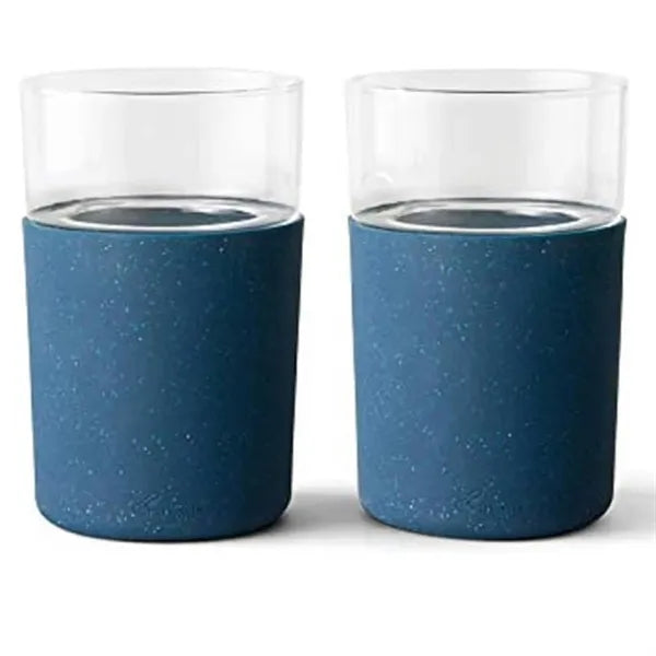 12oz Frozen Glass Beverage Tumbler w/ Silicone Sleeve