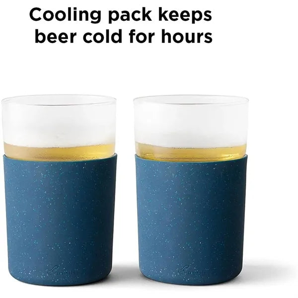 12oz Frozen Glass Beverage Tumbler w/ Silicone Sleeve