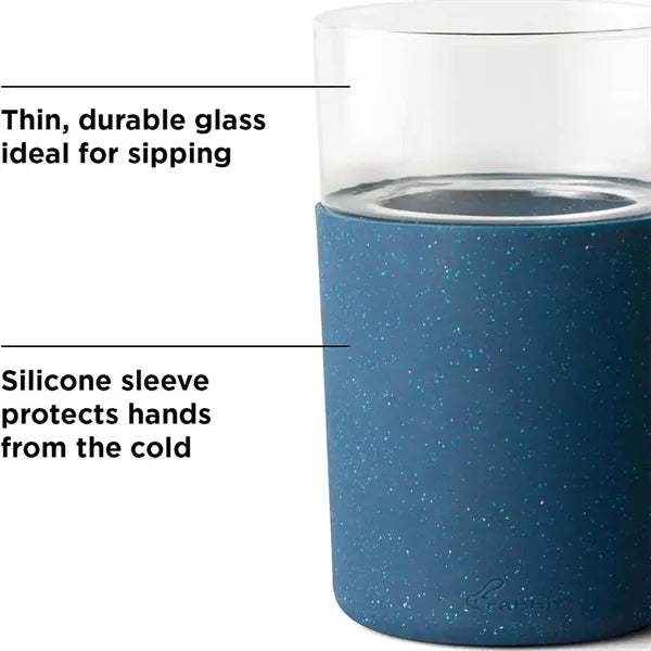 12oz Frozen Glass Beverage Tumbler w/ Silicone Sleeve