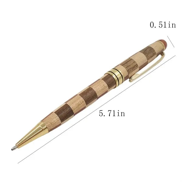 Handcrafted Checkered Wood Ballpoint Pen
