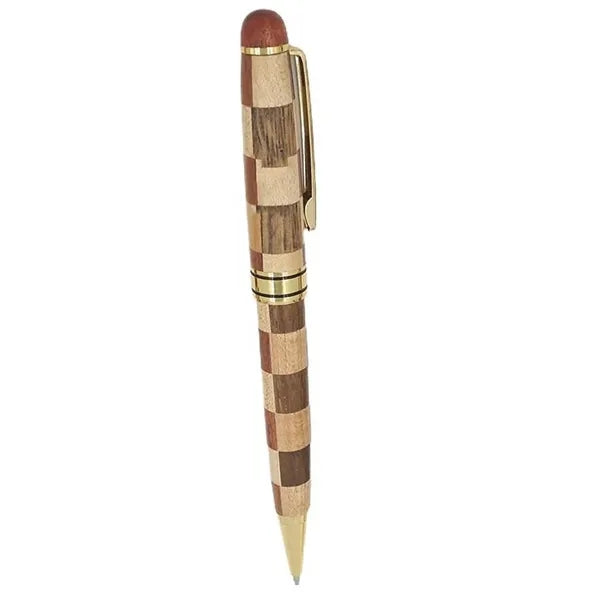 Handcrafted Checkered Wood Ballpoint Pen